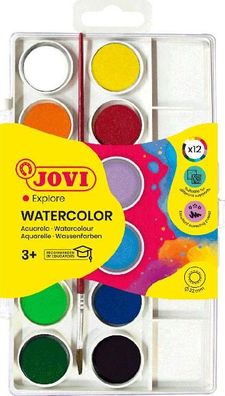 Jovi Wasserfaben 12 Farben je 22ml mit Pinsel