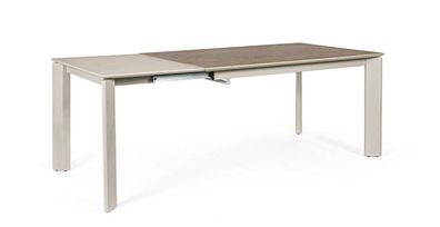 Ausziehtisch Briva 140-200 x 76 x 90 cm Stahl und Keramik Grau, Taupe