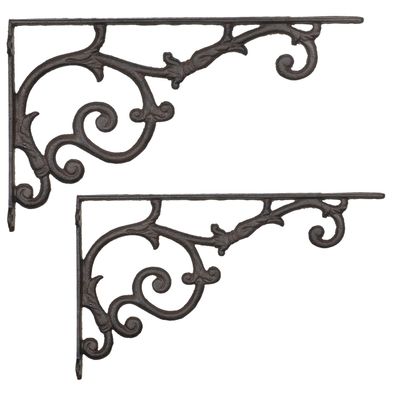 Moritz Regalwinkel 2er-Set Gusseisen Regalhalter Wandkonsolen antik braun Ranken Deko