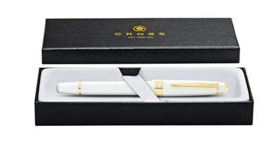 Cross Füllfederhalter Bailey Light Weiss-Lack/Gold, Kunststoff, -Feder