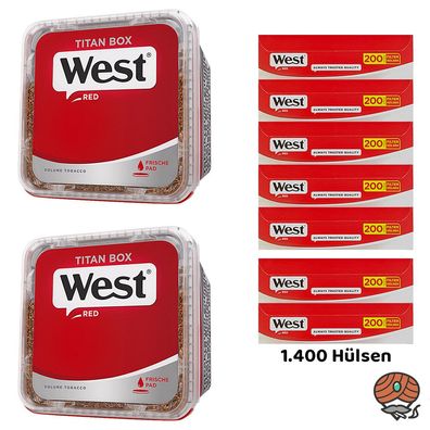 WEST Red/Rot Volumentabak Titan Box 2x 265g, 1400 Hülsen