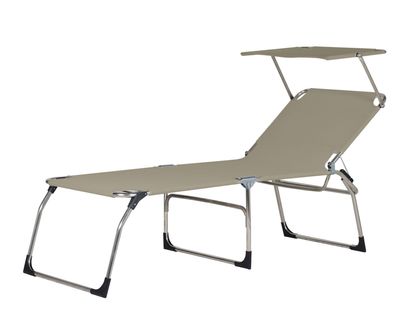 Gartenliege Amigo 40 + , aus Aluminium mit Sonnenblende, modern, taupe, 3-fach