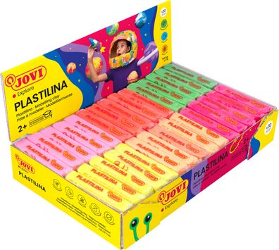 Jovi Plastilina Knetmasse neon 30er Schachtel, je 50g, sortiert