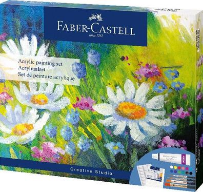 Faber Castell Acrylfarben 12 Farben Tuben 9 ml m . Zubehör