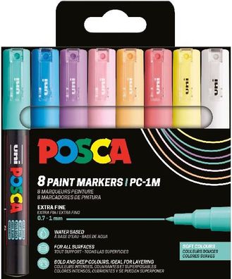Faber Castell Marker UNI POSCA PC-1MC 0,7 mm 8er Set SoftCol