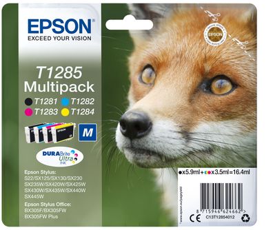 Epson T1285 Multipack - 4er-Pack - 16.4 ml - Schwarz, Gelb, Cyan, Magenta - original