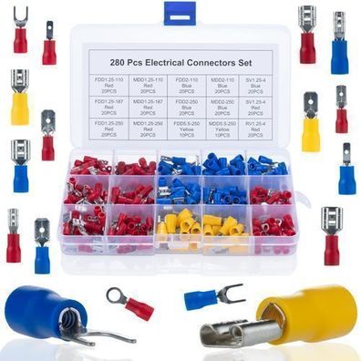 Rosfix Set Elektrische Crimpverbinder 280 Stk – Isoliert | 15 Größen