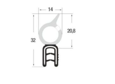 DO30 - EPDM Kantenschutz Dichtungs Profil Gummi Dichtung oben - Klemmbereich 1 - 3 mm