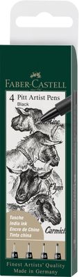 Faber Castell Tuschestift Pitt Artist Pen 4er schwarz Etui