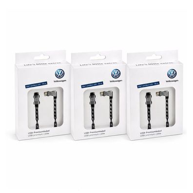 3x Original VW Anschlusskabel Ladekabel USB-C - Micro-USB Premium 30cm 000051446AB