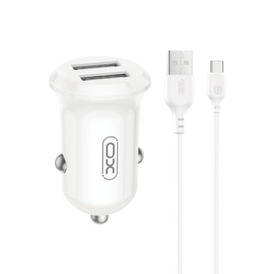 XO CC67 Kfz-Ladegerät 12?W 2× USB mit USB-C-Kabel, Weiß
