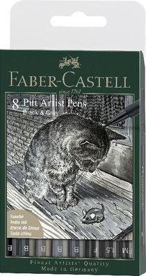 Faber Castell Tuschestift Pitt Artist Pen Grey&Black 8er