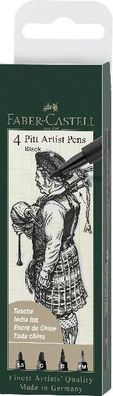 Faber Castell Tuschestift Pitt Artist Pen 4er schwarz