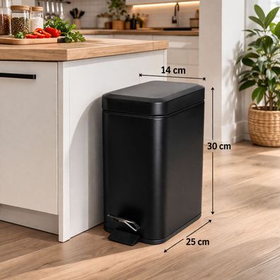 Metall Treteimer Mülleimer Kosmetikeimer Abfallbehälter Pedal Inneneimer 5L