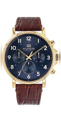 Tommy Hilfiger Daniel Armbanduhr gold braun Lederarmband