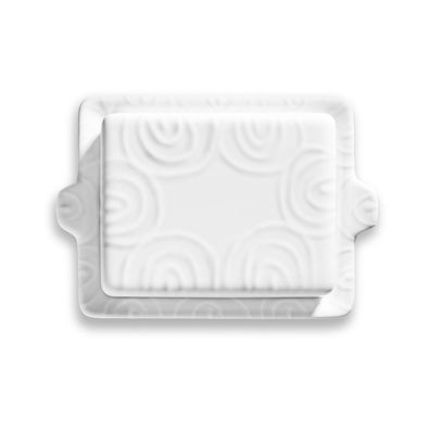 Gmundner Keramik, Butterdose weiss, Geflammt, 250g, 0107DBGL21