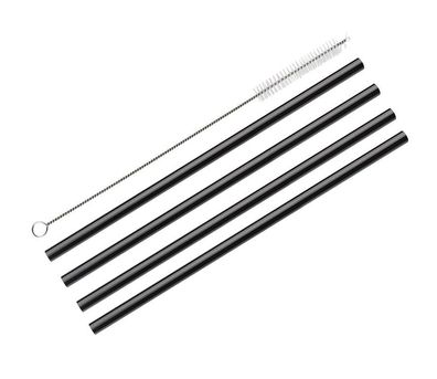 Cilio Trinkhalme VETRO NERO gerade - 4er Set