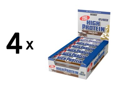 4 x Weider 40% High Protein Bar (24x50g) Chocolate