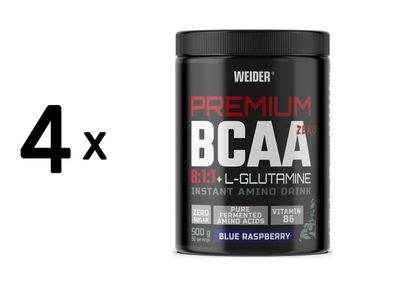 4 x Weider Premium BCAA 8:1:1 + Glutamine (500g) Blue Raspberry