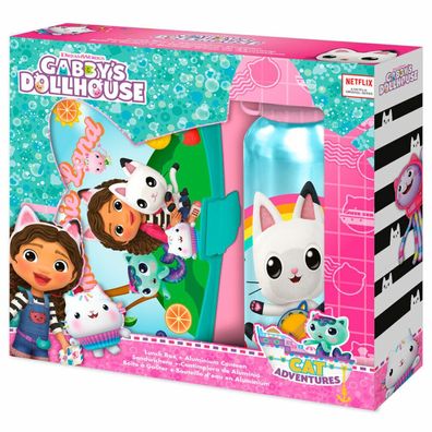Gabbys Dollhouse Brotdose + Aluminiumflaschen-Set 500ml
