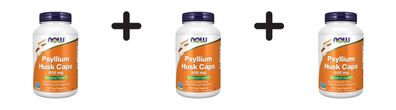 3 x Now Foods Psyllium Husk Caps 500mg (500 vcaps)