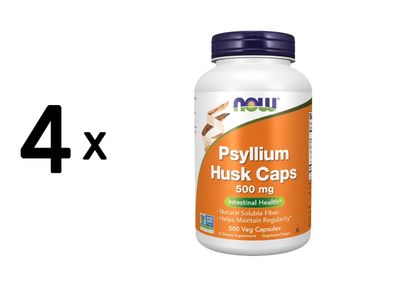 4 x Now Foods Psyllium Husk Caps 500mg (500 vcaps)