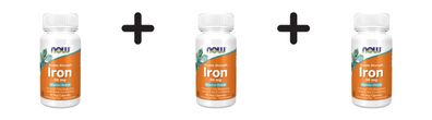 3 x Now Foods Iron 36mg Ferrochel (90 vcaps)