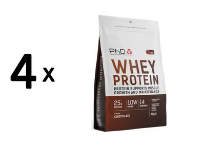 4 x PhD Whey Protein (500g) Chocolate