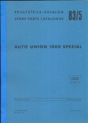 Ersatzteilliste DKW 1000 Spezial Coupe und Rodster DKW Nr. 83/5