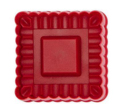 Städter Quadrat gewellt 6 x 6 cm / H 4,5 cm Rot mit Prägun