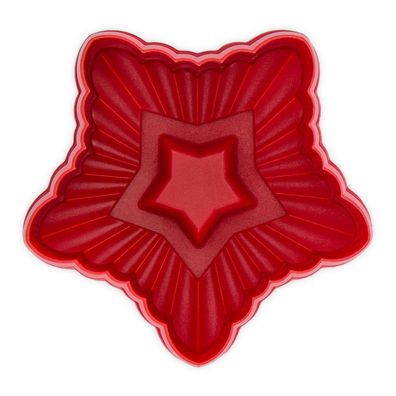 Städter Stern gewellt 6,5 x 6,5 cm / H 4,5 cm Rot mit Präg