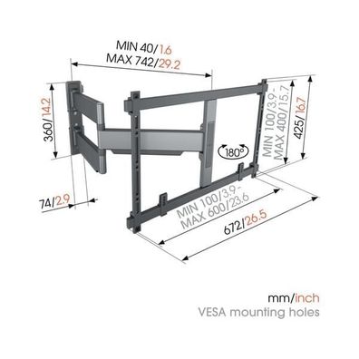 Vogel's Elite TVM5845 20° neig- & 180° schwenkb. TV-Wandhalter 55-100" (140-254 cm)