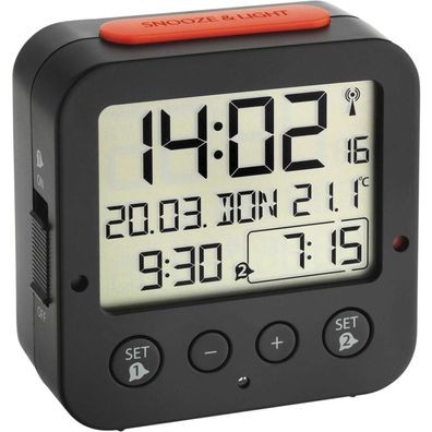 TFA 60.2528.01 Bingo schwarz Funk Wecker mit Temperatur