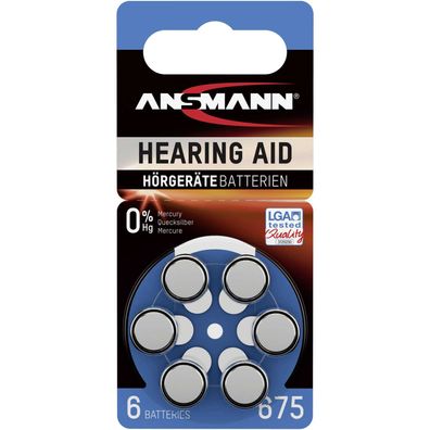 1x6 Ansmann Zinc-Air 675 (PR44) Hörgeräte Batterien