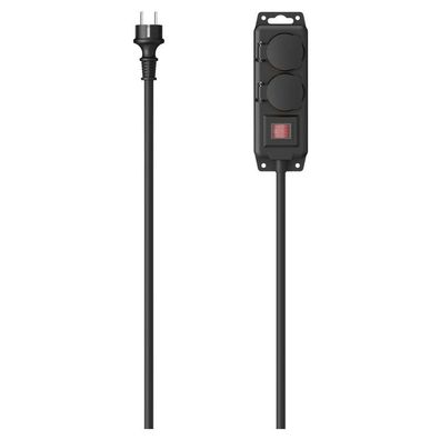 Hama Steckdosenleiste 2-fach 2m sw (schwarz)