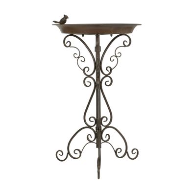 Moritz Vogeltränke Vogelbad dunkelbraun mit kleinem Vogel Wasserschale Höhe 73cm