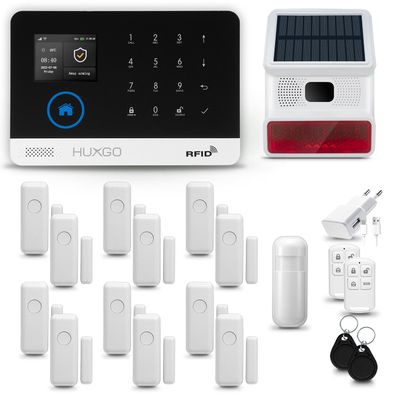 Funk Alarmanlage Set HXA003 WiFi + GSM4G mit Alarm | Alarm System mit 12x Türsensoren