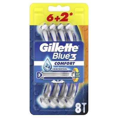 Gillette Blau 3 Komfort Einwegrasierer für Männer 8tlg