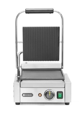 HENDI Kontaktgrill - Einzelversion, oben gerillt, unten glatt, 230V/1800W, 310x400x(H