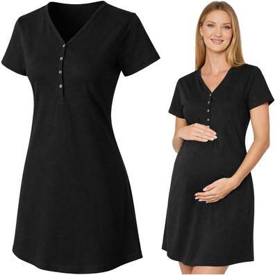 Stillnachthemd mit Knöpfen Nachtkleid Geburtskleid Umstandskleidung Schlafshirt