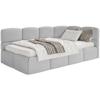 Selsey Cloudy - Jugendbett 120 cm, Bettkasten, Chenille, Kopfteil rechts, Hellgrau