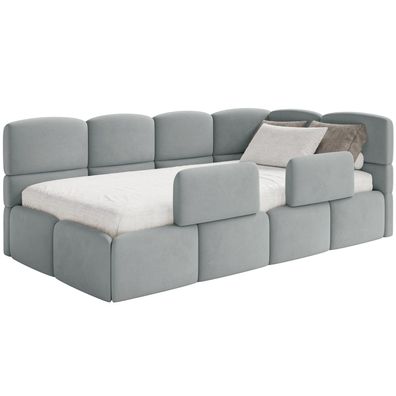 Selsey Cloudy - Kinderbett 120 cm, Bettkasten, 2x Rausfallschutz, Velours, rechts, Gr