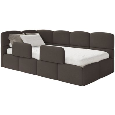 Selsey Cloudy - Kinderbett 120 cm, Bettkasten, 2x Rausfallschutz, Chenille, links, Br