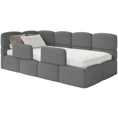 Selsey Cloudy - Kinderbett 120 cm, Bettkasten, 2x Rausfallschutz, Chenille, links, Du