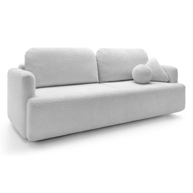 Selsey Lambina - 3-Sitzer Sofa mit Schlaffunktion und Bettkasten, Bouclé, Hellgrau