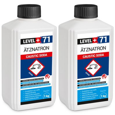 Ätznatron Flasche 2x1kg Natriumhydroxid Kaustisches Soda NaOH LEVEL PLUS L+71