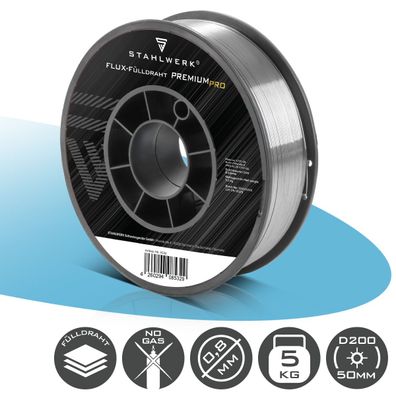 Stahlwerk Fülldraht FLUX E71T-GS 0,8mm 5 kg Drahtrolle D200 Schweißdraht MIG MAG