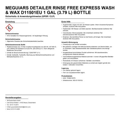 Meguiar's® Detailer Rinse Free Express Wash & Wax D11501EU, 1 gal (3.79 l) Bottle