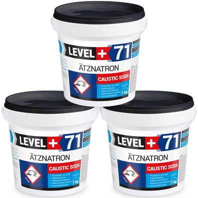 Ätznatron Eimer 3x1kg Natriumhydroxid Kaustisches Soda NaOH LEVEL PLUS L+71