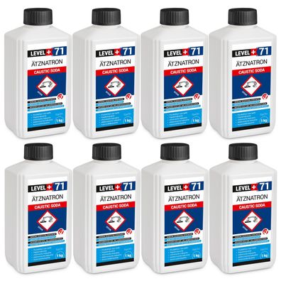 Ätznatron Kaustisches Soda NaOH Flasche 8x1kg Natriumhydroxid LEVEL PLUS L+71